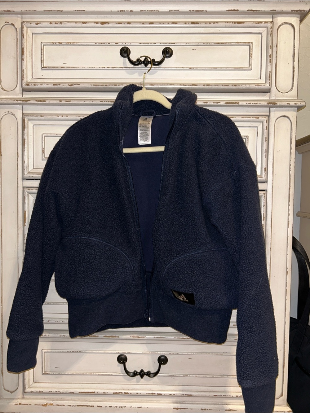 adidas Navy Teddy Jacket with Hood